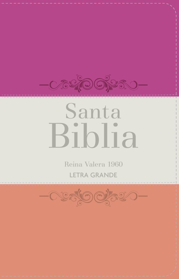 Biblia RVR 1960 - Letra Grande - Tamaño manual - Fucsia/crema/melón 